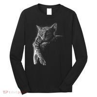 Cat Sleeping On The Moon Sketch Long Sleeve Shirt thumb 0