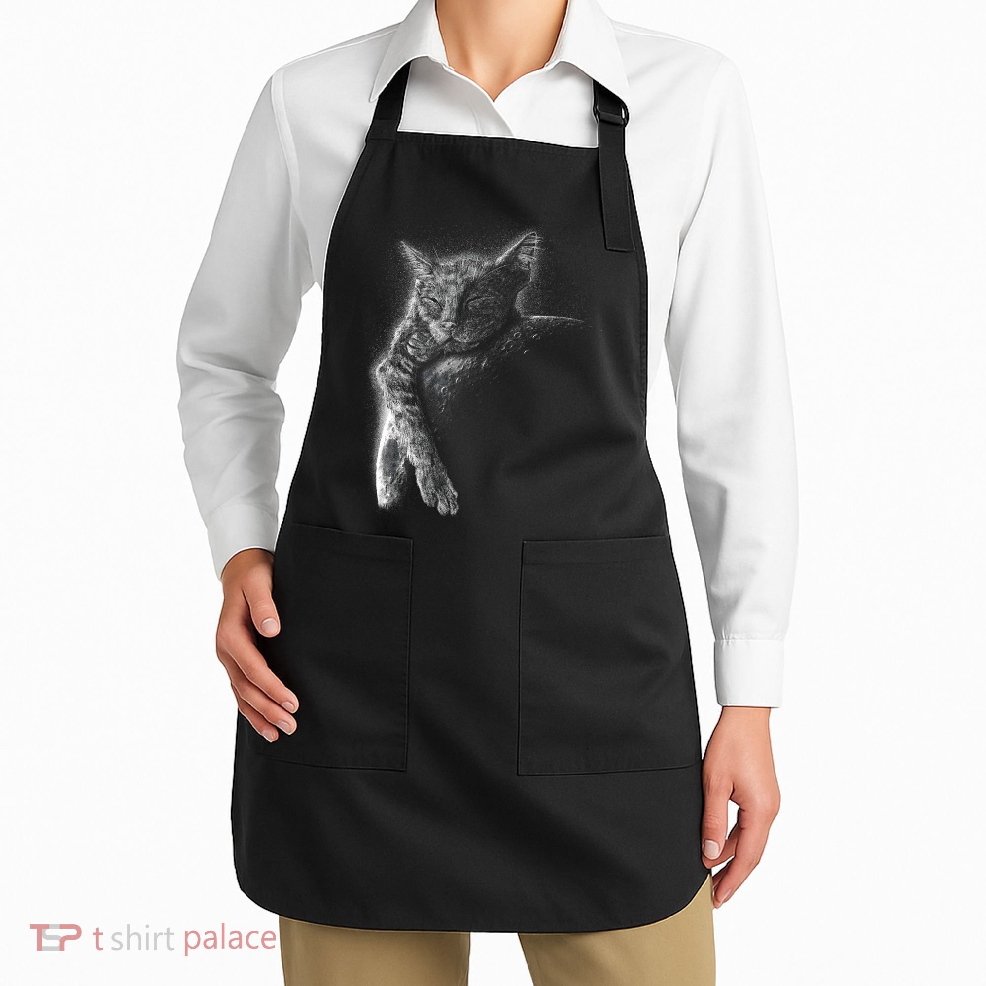 Cat Sleeping On The Moon Sketch Apron