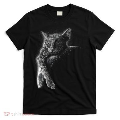 Cat Sleeping On The Moon Sketch T-Shirt