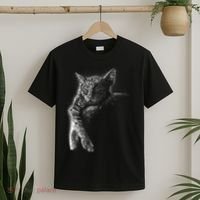 Cat Sleeping On The Moon Sketch T-Shirt thumb 2