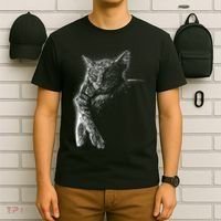 Cat Sleeping On The Moon Sketch T-Shirt thumb 6