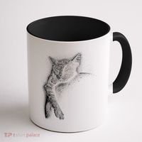 Cat Sleeping On The Moon Sketch Coffee Mug thumb 1