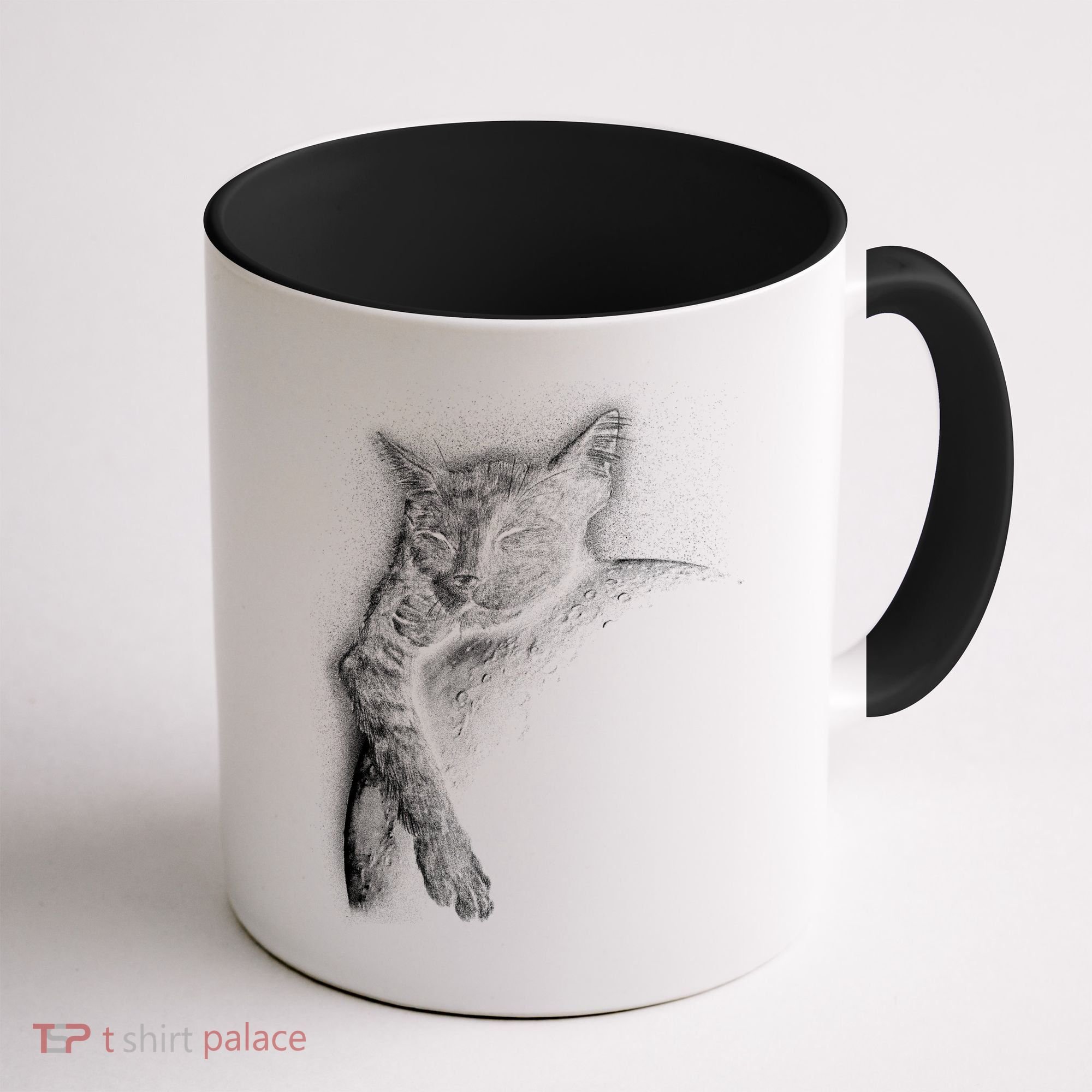 Cat Sleeping On The Moon Sketch Coffee Mug