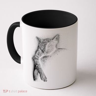 Cat Sleeping On The Moon Sketch Coffee Mug