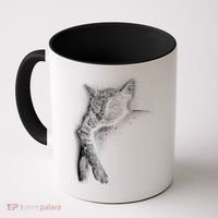 Cat Sleeping On The Moon Sketch Coffee Mug thumb 0