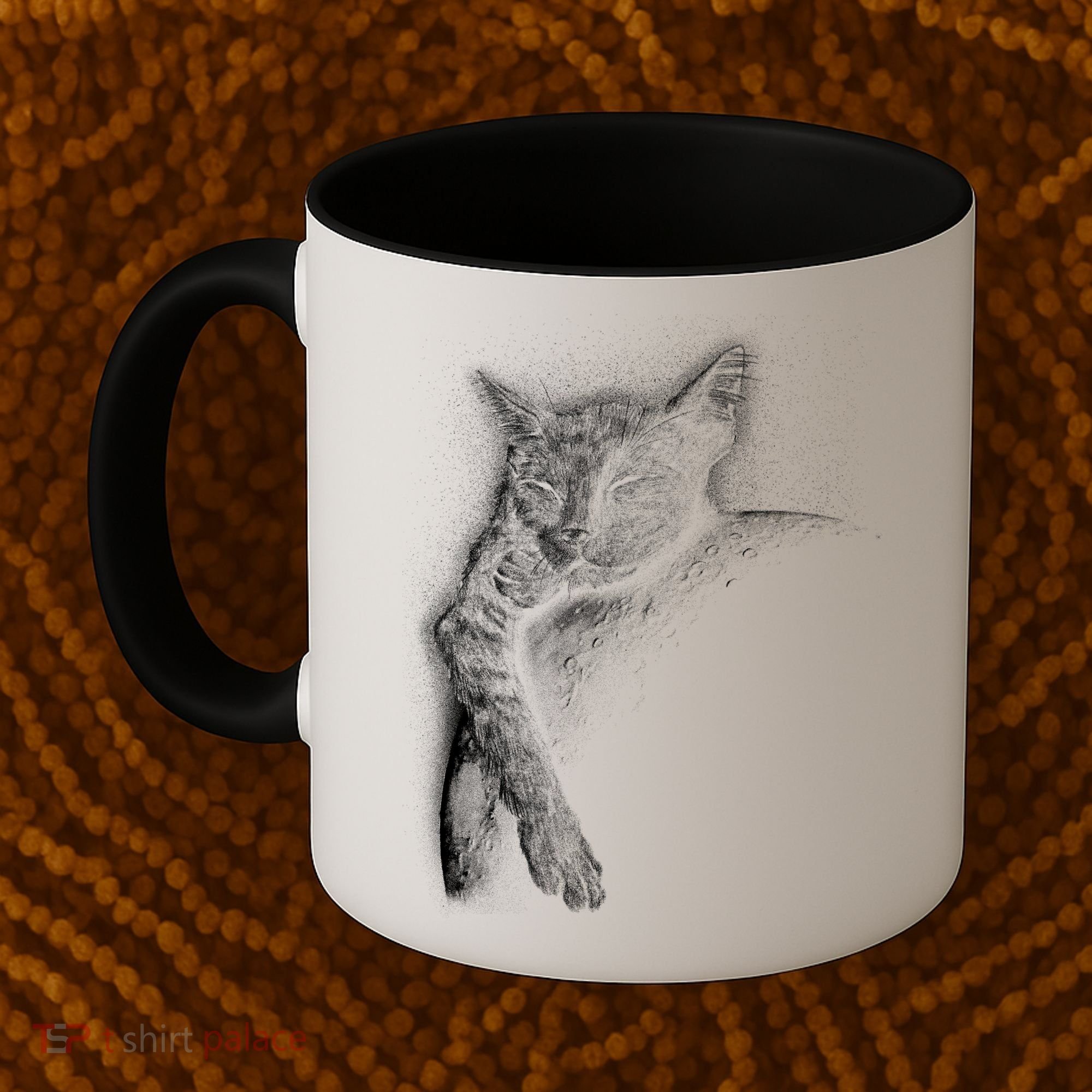 Cat Sleeping On The Moon Sketch Coffee Mug