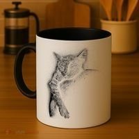 Cat Sleeping On The Moon Sketch Coffee Mug thumb 4
