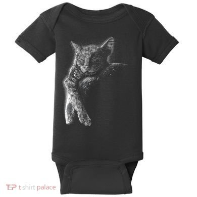 Cat Sleeping On The Moon Sketch Baby Bodysuit