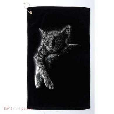 Cat Sleeping On The Moon Sketch Golf Towel