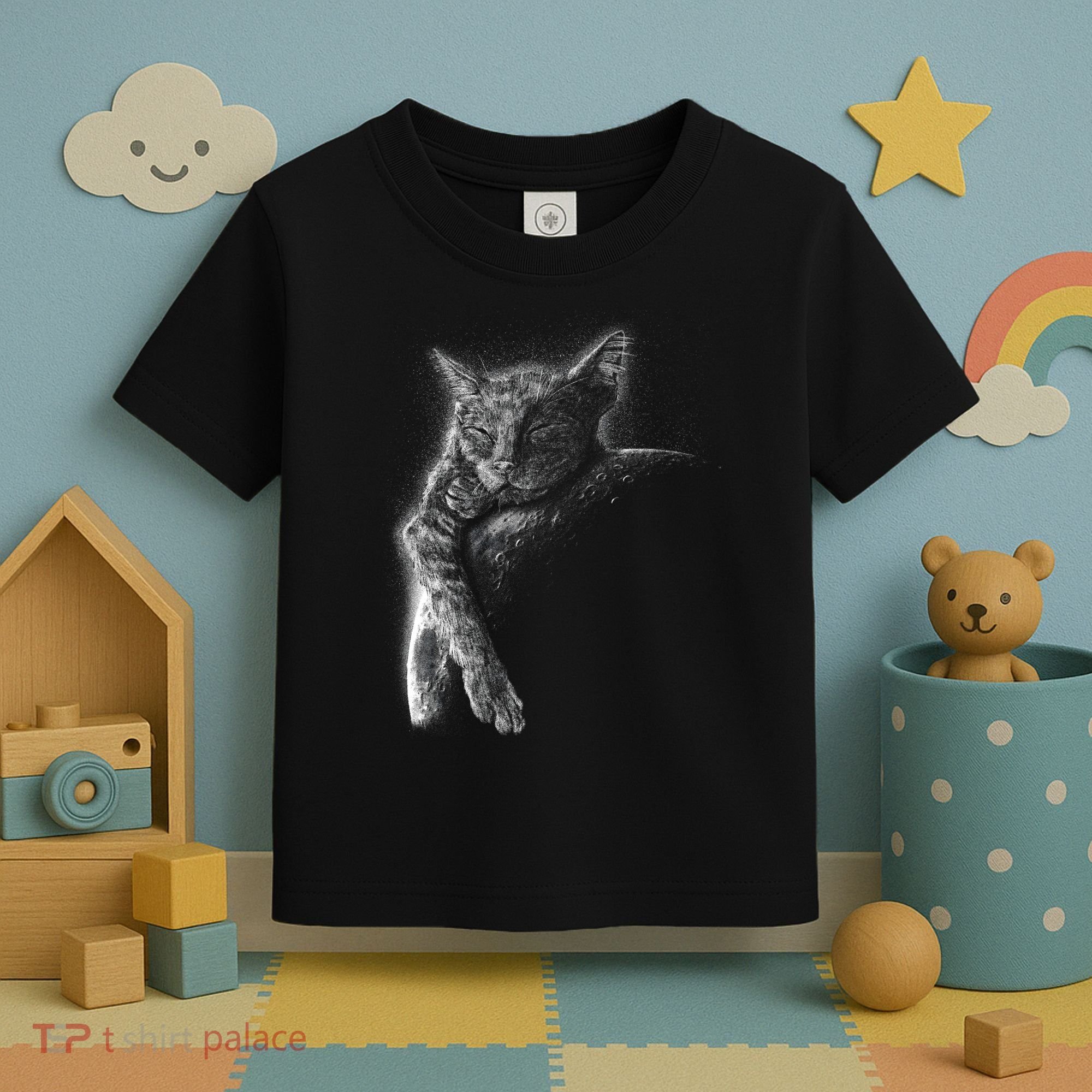 Cat Sleeping On The Moon Sketch Toddler T-Shirt