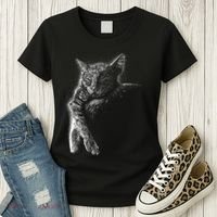 Cat Sleeping On The Moon Sketch Women's T-Shirt thumb 3
