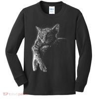 Cat Sleeping On The Moon Sketch Kids Long Sleeve Shirt thumb 0