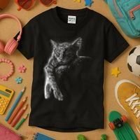 Cat Sleeping On The Moon Sketch Kids T-Shirt thumb 3
