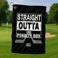 Cool Straight Outta The Penalty Box Hockey Player Themed Cool Gift Golf Towel thumb 1