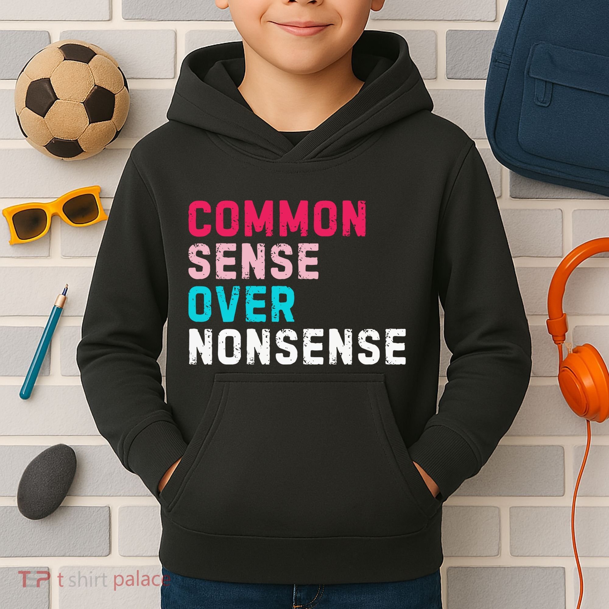 Common Sense Over Nonsense Kids Hoodie