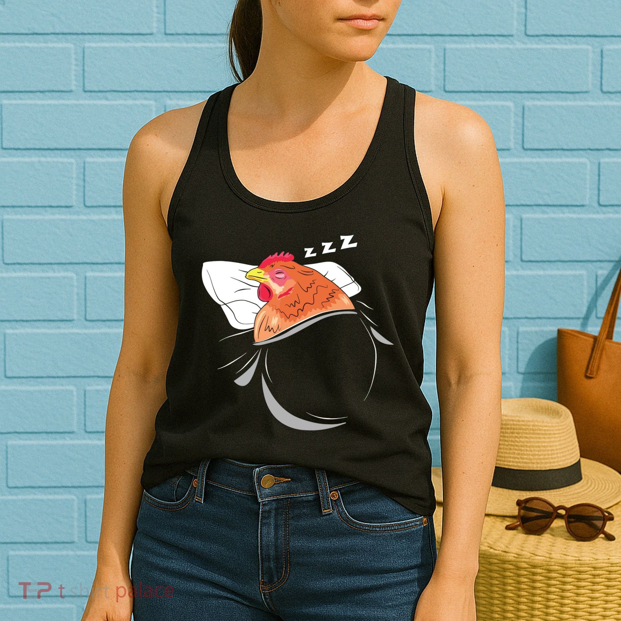 Chicken Sleeping Pajamas Nap PJs Outfit Farmer Gift Chicken Women's Tank Top