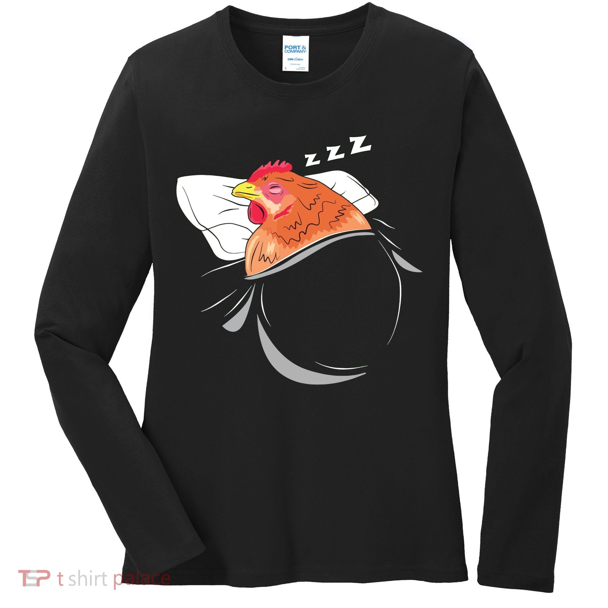 Chicken Sleeping Pajamas Nap PJs Outfit Farmer Gift Chicken Women's Long Sleeve Shirt