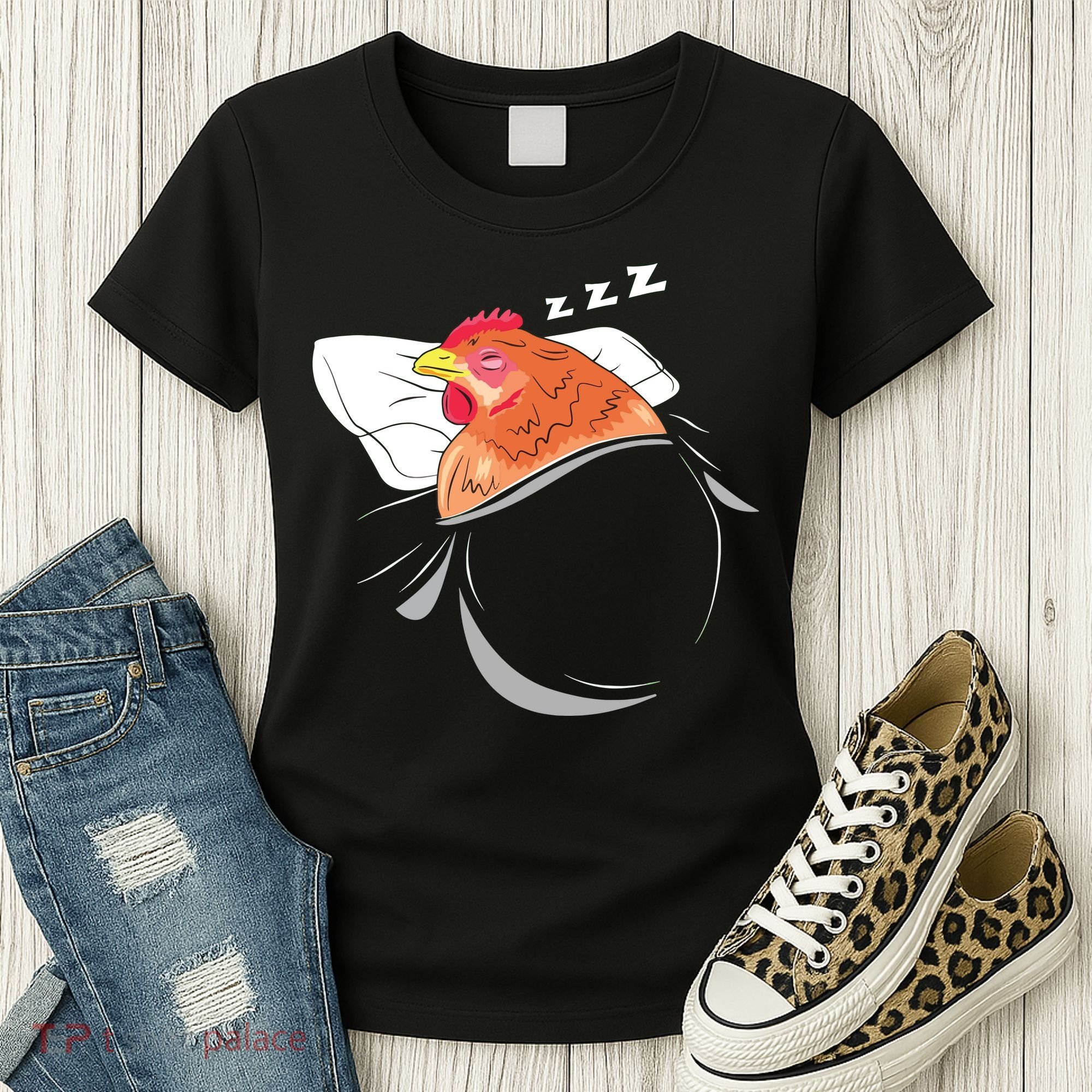 Chicken Sleeping Pajamas Nap PJs Outfit Farmer Gift Chicken Women's T-Shirt