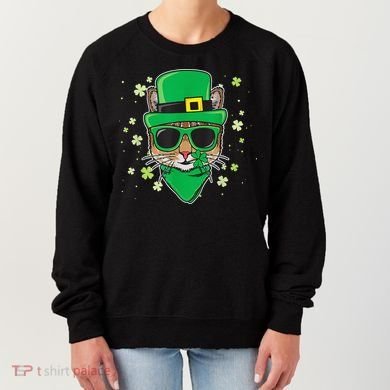 Cat St Patricks Day Leprechaun Shamrock Irish Catrick's Women's Sweatshirt