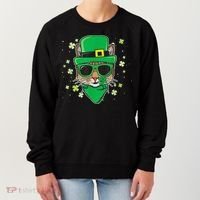 Cat St Patricks Day Leprechaun Shamrock Irish Catrick's Women's Sweatshirt thumb 0