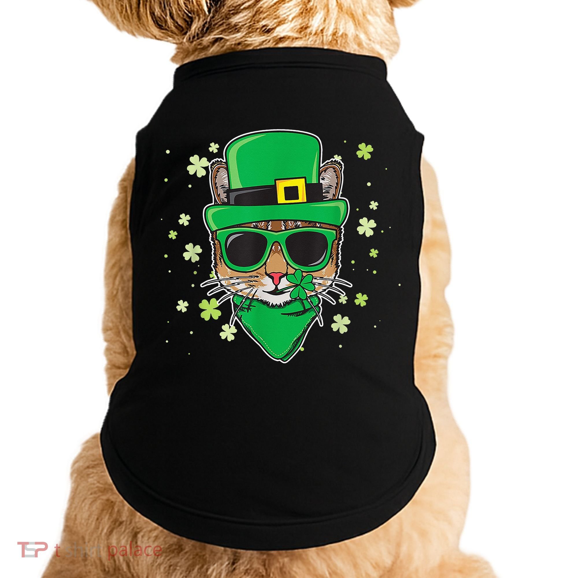 Cat St Patricks Day Leprechaun Shamrock Irish Catrick's Doggie Tank