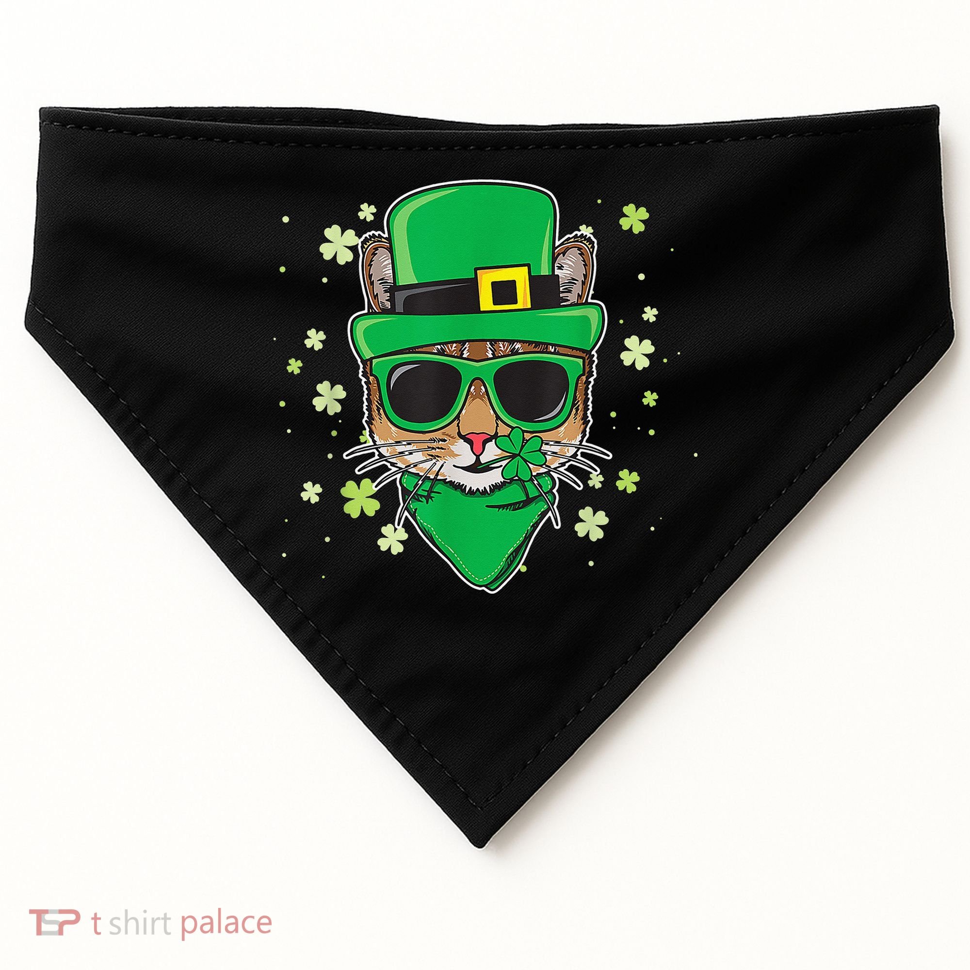 Cat St Patricks Day Leprechaun Shamrock Irish Catrick's USA-Made Doggie Bandana