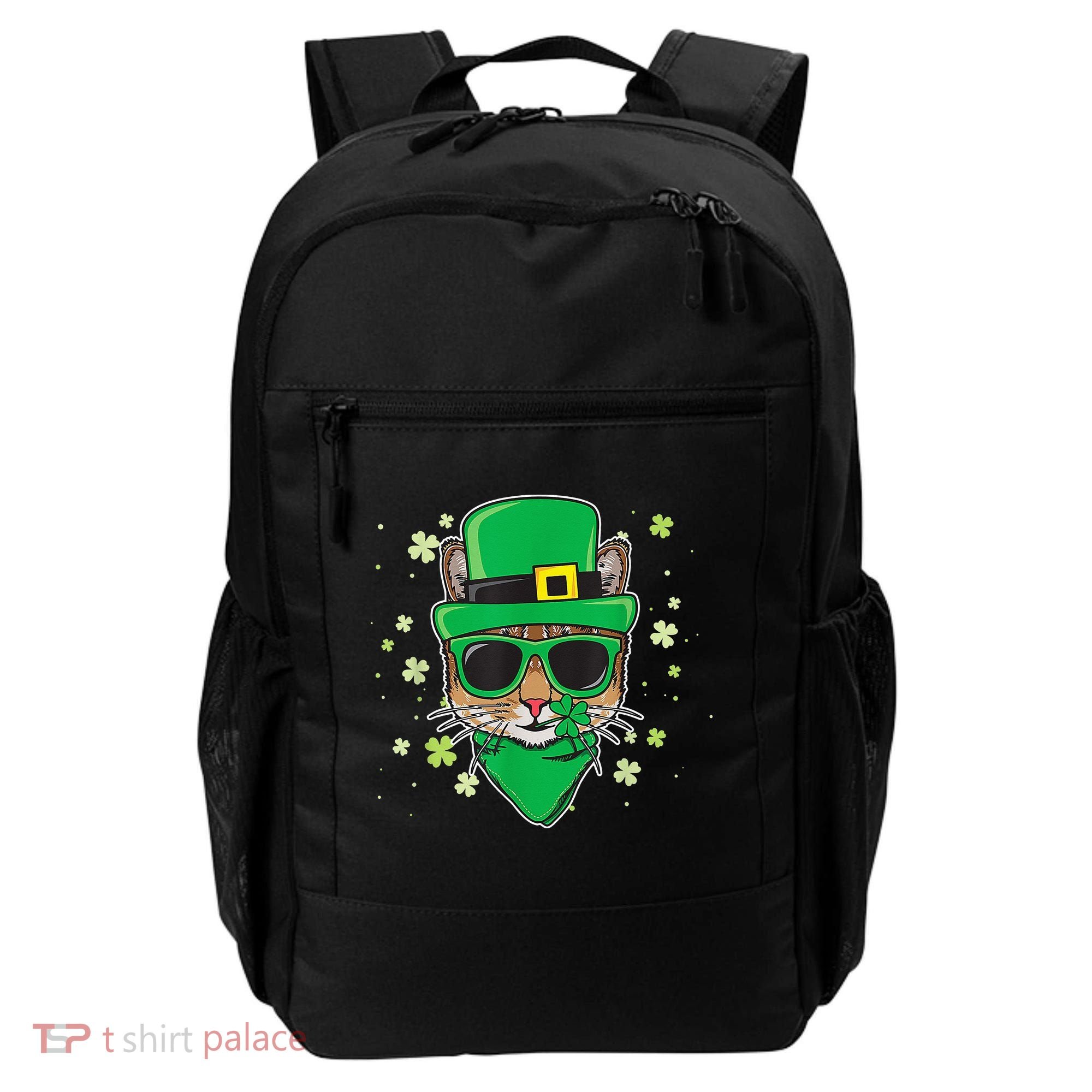 Cat St Patricks Day Leprechaun Shamrock Irish Catrick's Backpack