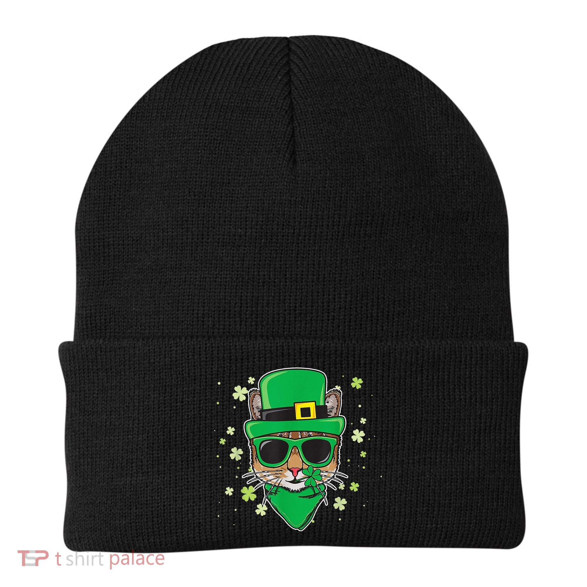 Cat St Patricks Day Leprechaun Shamrock Irish Catrick's Beanie