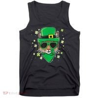 Cat St Patricks Day Leprechaun Shamrock Irish Catrick's Tank Top thumb 0