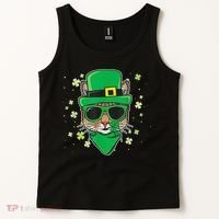 Cat St Patricks Day Leprechaun Shamrock Irish Catrick's Tank Top thumb 2
