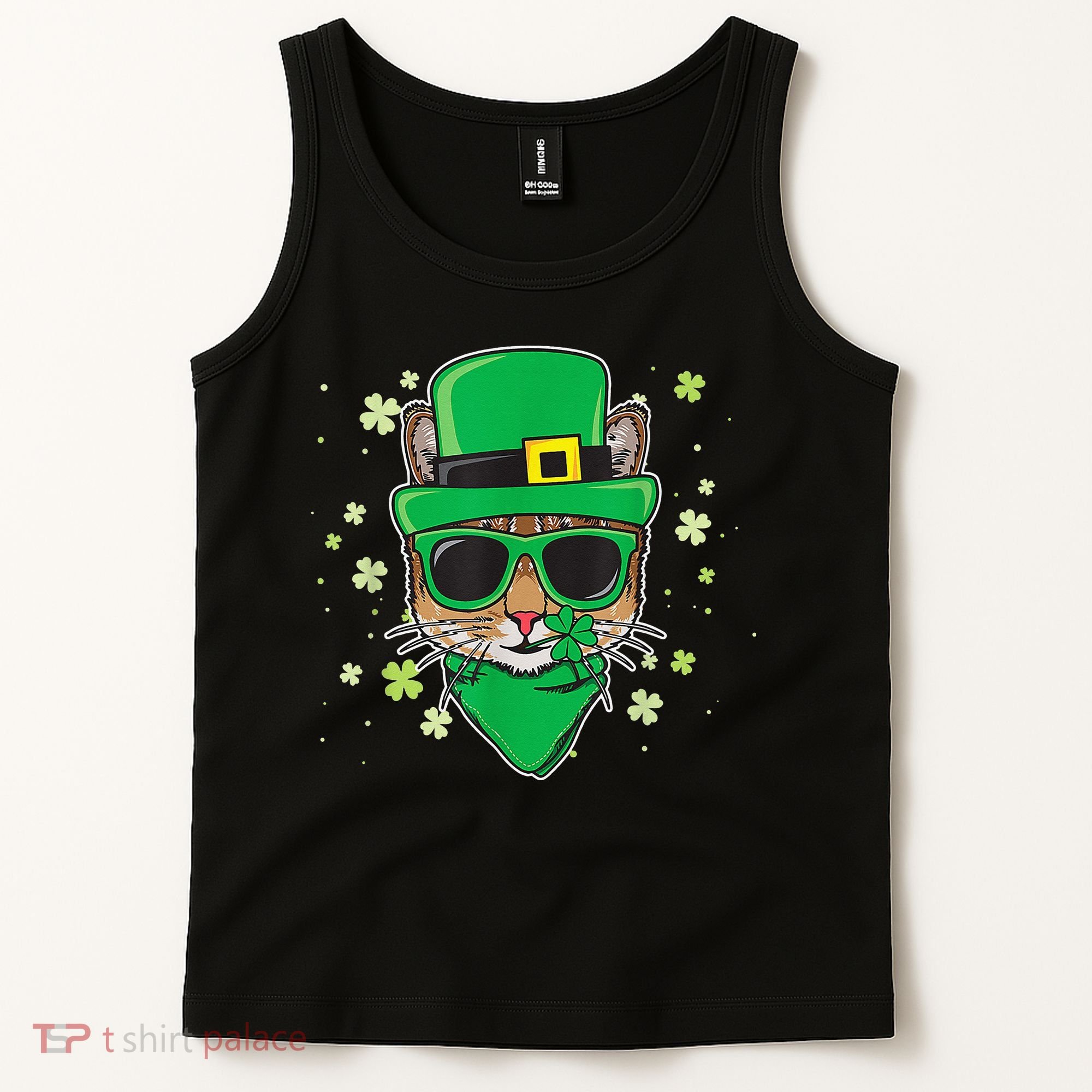 Cat St Patricks Day Leprechaun Shamrock Irish Catrick's Tank Top