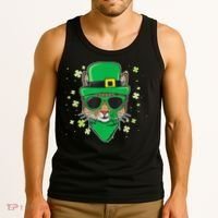 Cat St Patricks Day Leprechaun Shamrock Irish Catrick's Tank Top thumb 3
