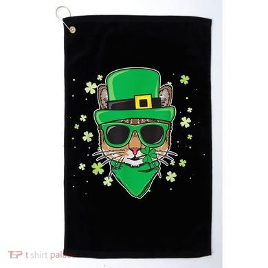 Cat St Patricks Day Leprechaun Shamrock Irish Catrick's Golf Towel
