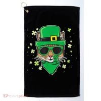Cat St Patricks Day Leprechaun Shamrock Irish Catrick's Golf Towel thumb 0