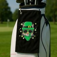 Cat St Patricks Day Leprechaun Shamrock Irish Catrick's Golf Towel thumb 2