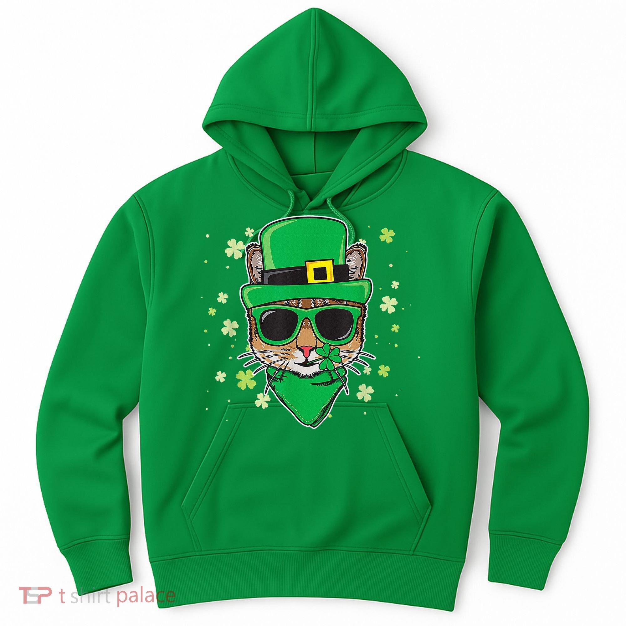 Cat St Patricks Day Leprechaun Shamrock Irish Catrick's Hoodie