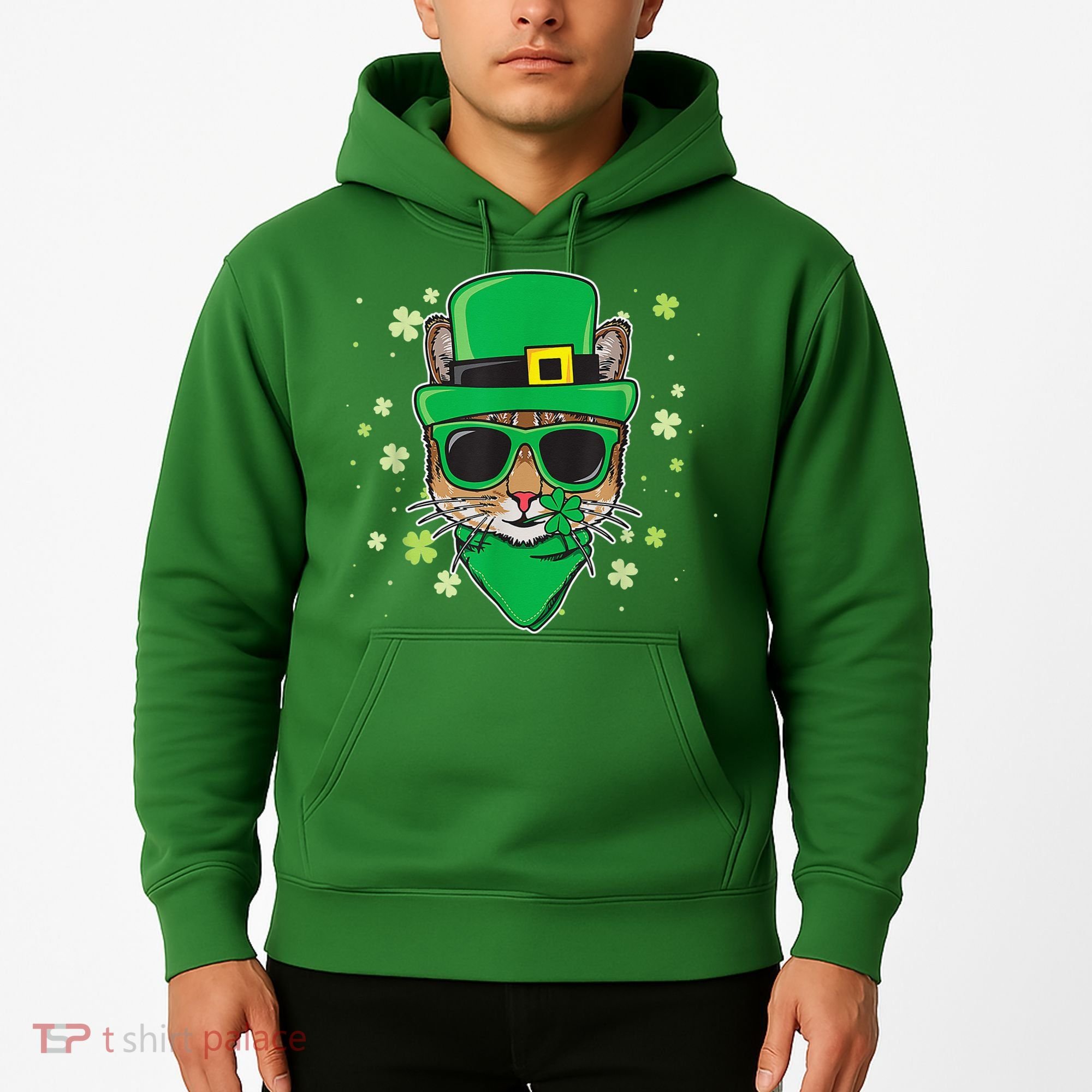 Cat St Patricks Day Leprechaun Shamrock Irish Catrick's Hoodie