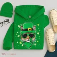 Cat St Patricks Day Leprechaun Shamrock Irish Catrick's Hoodie thumb 4