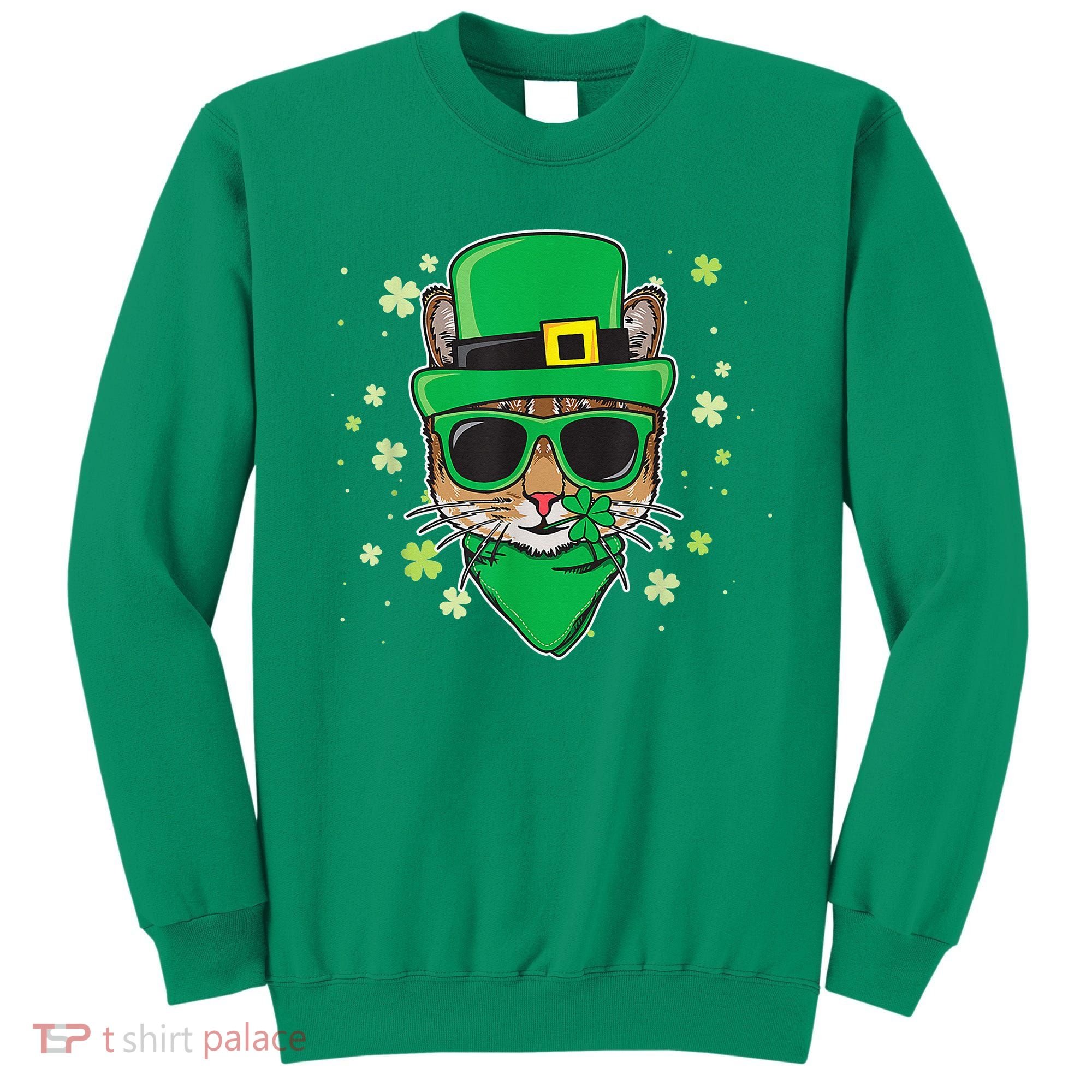Cat St Patricks Day Leprechaun Shamrock Irish Catrick's Sweatshirt