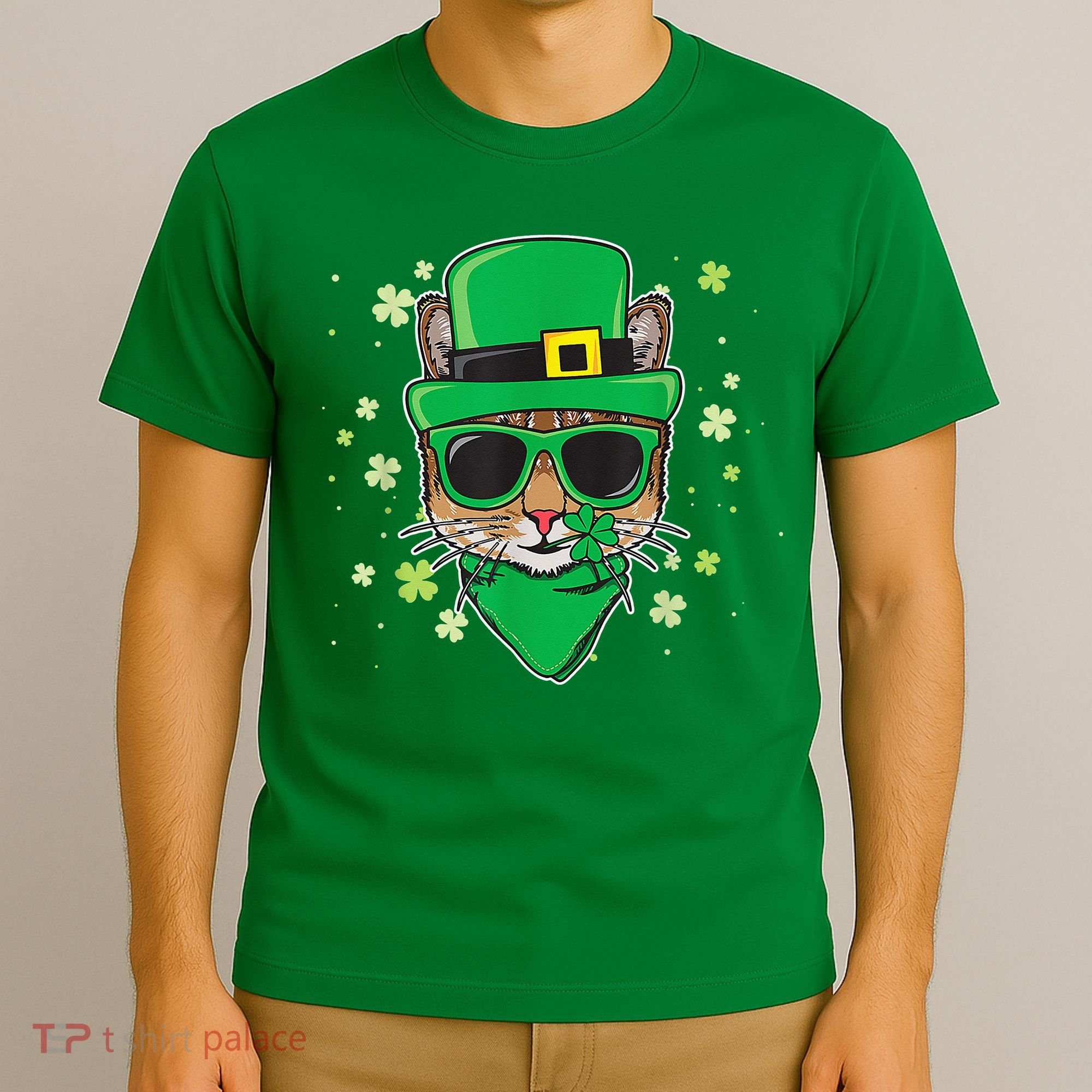 Cat St Patricks Day Leprechaun Shamrock Irish Catrick's T-Shirt