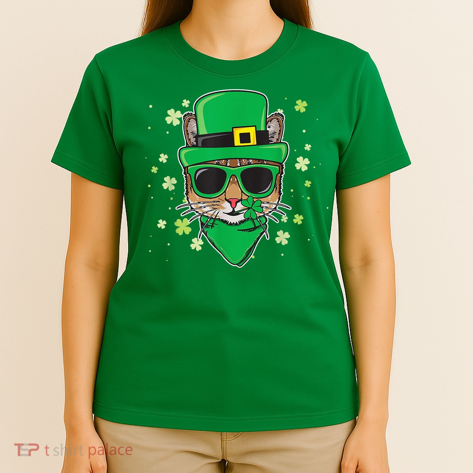Cat St Patricks Day Leprechaun Shamrock Irish Catrick's T-Shirt