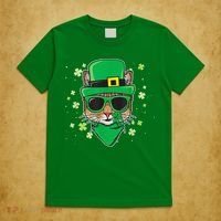 Cat St Patricks Day Leprechaun Shamrock Irish Catrick's T-Shirt thumb 5