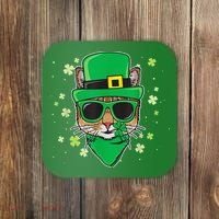 Cat St Patricks Day Leprechaun Shamrock Irish Catrick's Coaster thumb 0