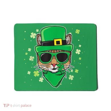 Cat St Patricks Day Leprechaun Shamrock Irish Catrick's Mousepad