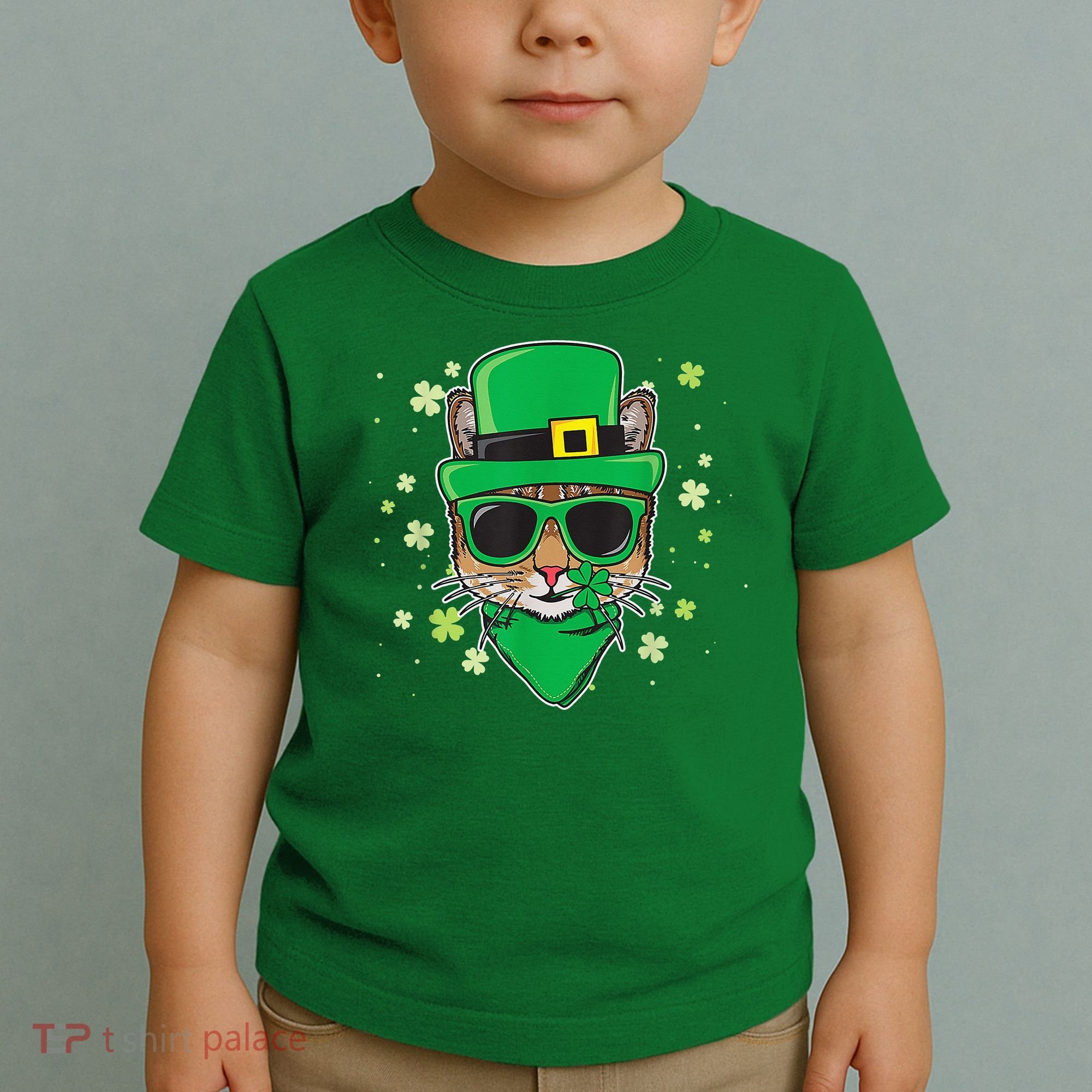Cat St Patricks Day Leprechaun Shamrock Irish Catrick's Toddler T-Shirt
