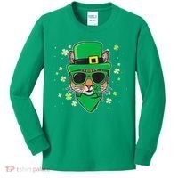 Cat St Patricks Day Leprechaun Shamrock Irish Catrick's Kids Long Sleeve Shirt thumb 0