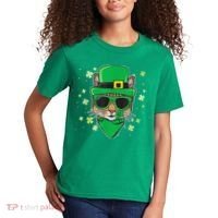 Cat St Patricks Day Leprechaun Shamrock Irish Catrick's Kids T-Shirt thumb 2