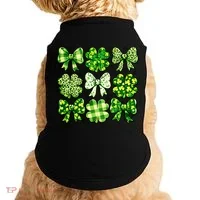 Cute St Patricks Day Bow Coquette Saint Paddys Doggie Tank thumb 0