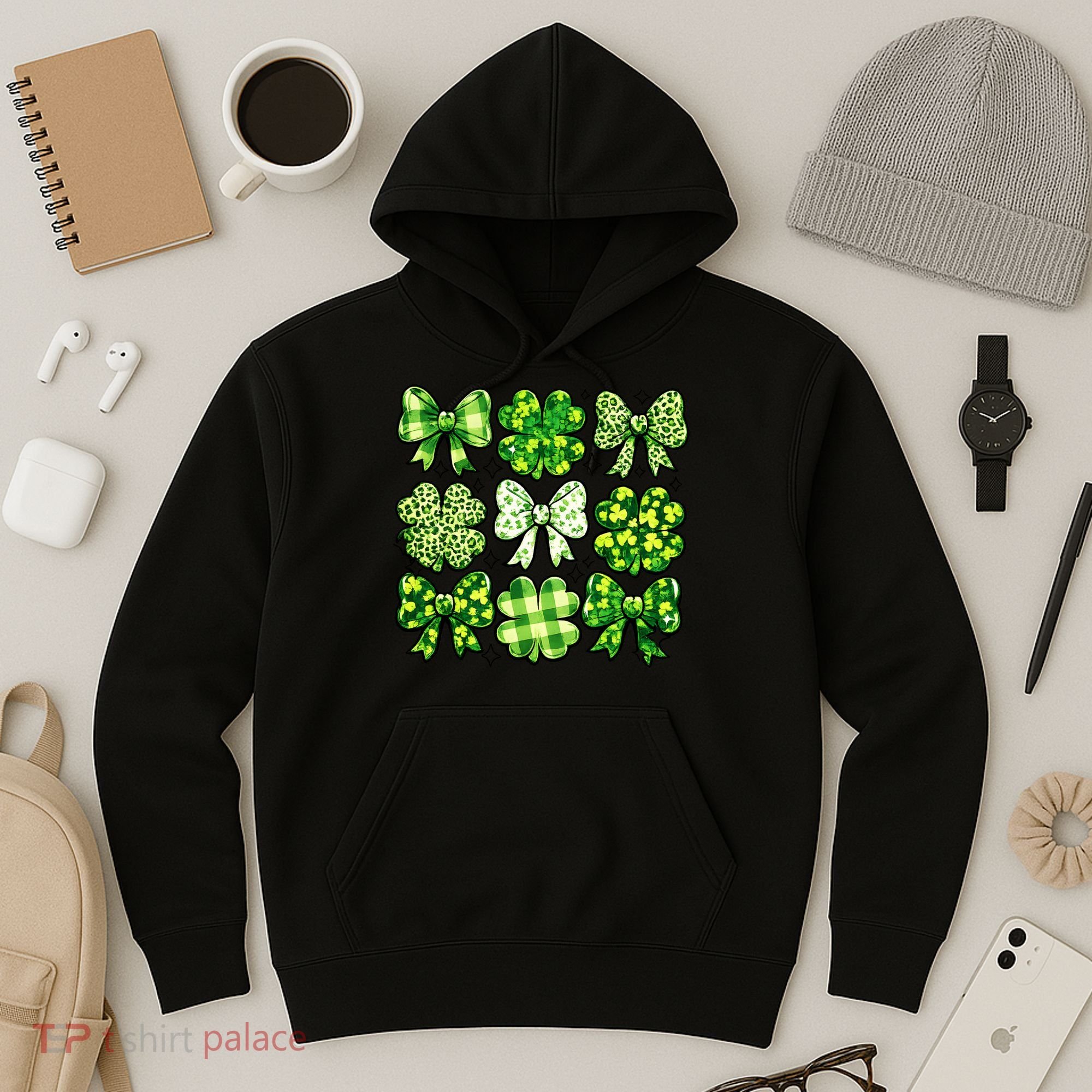 Cute St Patricks Day Bow Coquette Saint Paddys Hoodie