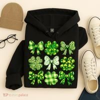 Cute St Patricks Day Bow Coquette Saint Paddys Hoodie thumb 4